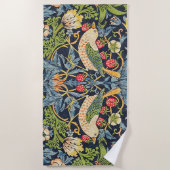 ウィリアム・モリス・イチゴ泥棒フローラルパターン ビーチタオル (正面)