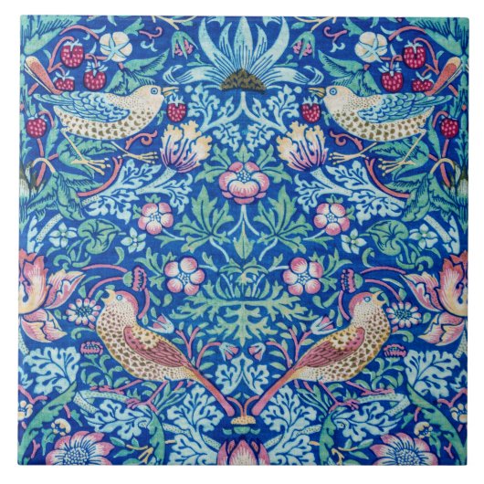 ウィリアム・モリス・イチゴ泥棒ブルー タイル (正面)