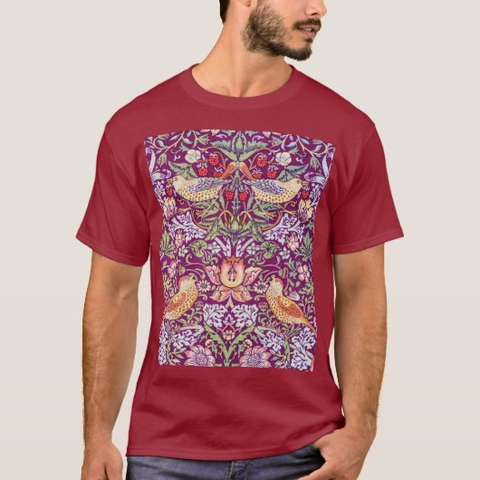 ウィリアム・モリス・イチゴ泥棒レッド Tシャツ (正面)