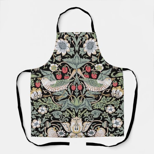 ウィリアム・モリス・イチゴ泥棒Iブラックバード エプロン (正面)