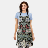 ウィリアム・モリス・イチゴ泥棒Iブラックバード エプロン (着用した状態)
