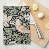 ウィリアム・モリス・イチゴ泥棒Iブラックバード キッチンタオル (四つ折り)