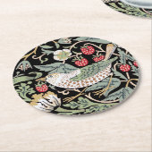 ウィリアム・モリス・イチゴ泥棒Iブラックバード ラウンドペーパーコースター (アングル)