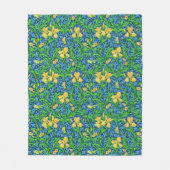 ウィリアム・モリス・イリーズ、黄色とコバルト・ブルー フリースブランケット (正面)