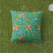 ウィリアム·モリス·イリーセス、オレンジ、ターコイズ アウトドアクッション (芝生)