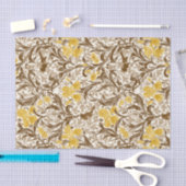 ウィリアム·モリス·イリーセス、マスタード·金ゴールド、ブラウン&ベージュ 薄葉紙 (クラフト)