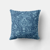 ウィリアム・モリス・インディアン、ダーク・インディゴ・アンド・スカイ・ブルー クッション (裏面)