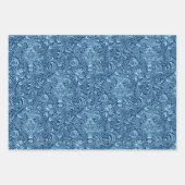 ウィリアム・モリス・インディアン、マスタード、ブルー、オレンジ  ラッピングペーパーシート (正面2)