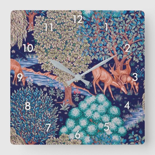 ウィリアム・モリス・イン・ザ・フォレスト スクエア壁時計 (正面)