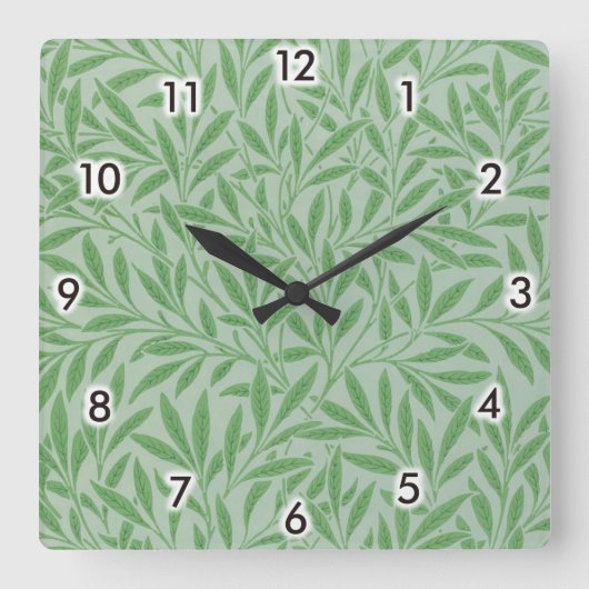 ウィリアム・モリス・ウィロー・パターン スクエア壁時計 (正面)
