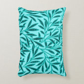 ウィリアム・モリス・ウィロー・パターン、ターコイズ&アクア アクセントクッション (正面(垂直))