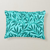 ウィリアム・モリス・ウィロー・パターン、ターコイズ&アクア アクセントクッション (裏面)