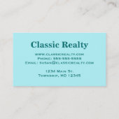 ウィリアム・モリス・ウィロー・パターン、ターコイズ&アクア 名刺 (裏面)