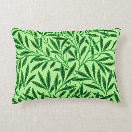 ウィリアム・モリス・ウィロー・パターン、ライト・ジェード・グリーン アクセントクッション (正面)