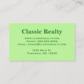 ウィリアム・モリス・ウィロー・パターン、ライト・ジェード・グリーン 名刺 (裏面)