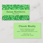 ウィリアム・モリス・ウィロー・パターン、ライト・ジェード・グリーン 名刺 (正面/裏面)