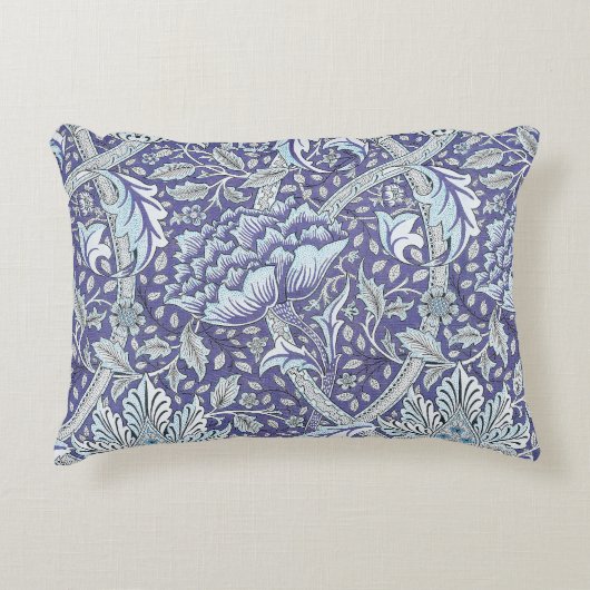 ウィリアム・モリス・ウィンドリス青いフローラ花 アクセントクッション (正面)