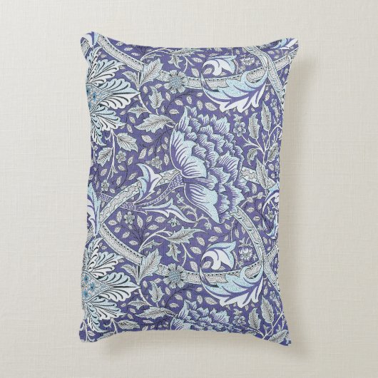 ウィリアム・モリス・ウィンドリス青いフローラ花 アクセントクッション (裏面(縦))