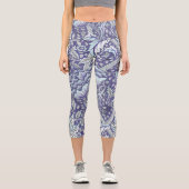 ウィリアム・モリス・ウィンドルシュ青フローラ花 カプリレギンス (正面)