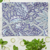 ウィリアム・モリス・ウィンドルシュ青フローラ花 キッチンタオル (折り畳み)