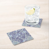 ウィリアム・モリス・ウィンドルシュ青フローラ花 スクエアペーパーコースター (インサイチュ)
