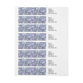ウィリアム・モリス・ウィンドルシュ青フローラ花 ラップアラウンド宛名ラベル (シート)