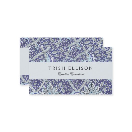 ウィリアム・モリス・ウィンドルシュ青フローラ花 名刺 (正面/裏面インサイチュ)