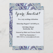 ウィリアム・モリス・ウィンドルシュ青フローラ花 招待状 (正面/裏面)