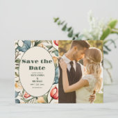 ウィリアム・モリス ウェディング 水彩画 チューリップ フォト セーブザデート (スタンド正面)