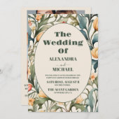 ウィリアム・モリス ウェディング 水彩画 チューリップ フォト 招待状 (正面/裏面)