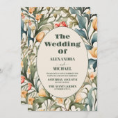 ウィリアム・モリス ウェディング 水彩 フラワー チューリップ 招待状 (正面/裏面)