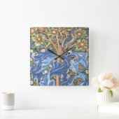 ウィリアム·モリス·ウッドペッカー·タペストリー·フローラヴィンテージ スクエア壁時計 (ホーム)