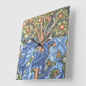 ウィリアム·モリス·ウッドペッカー·タペストリー·フローラヴィンテージ スクエア壁時計 (傾斜)