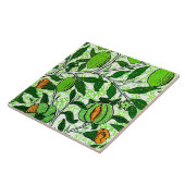 ウィリアム·モリス·エキゾチック·フルーツ、ライム·グリーン&コーラル タイル (側面)