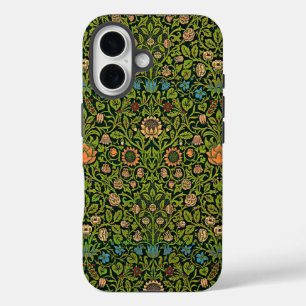ウィリアム・モリス – オダマキ(植物)、ダークグリーン、 iPhone 16ケース