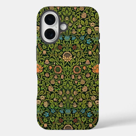 ウィリアム・モリス – オダマキ（植物）、ダークグリーン、 Case-Mate iPhoneケース (裏面)