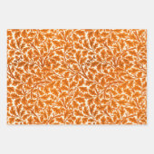 ウィリアム・モリス・オ葉ーク・オレンジマスタード&グリーン ラッピングペーパーシート (正面3)