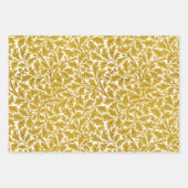ウィリアム・モリス・オ葉ーク・オレンジマスタード&グリーン ラッピングペーパーシート (正面)