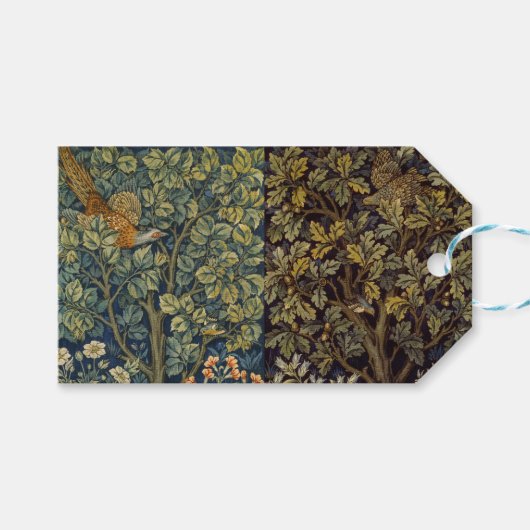 ウィリアム・モリス – キジ鳥の木の植物学 ギフトタグ (正面(横))