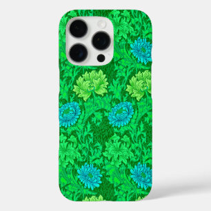 ウィリアム・モリス クリサンセマム ライムグリーンとアクア iPhone 16 PROケース