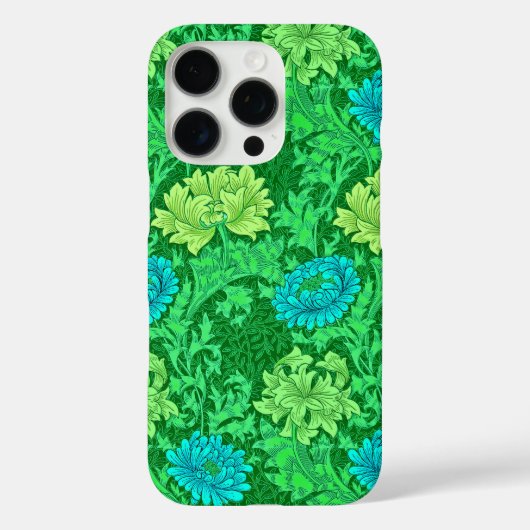 ウィリアム・モリス クリサンセマム ライムグリーンとアクア Case-Mate iPhoneケース (裏面)