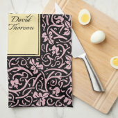 ウィリアム・モリス・グラフェビンつる植物リーフ・パターン キッチンタオル (四つ折り)