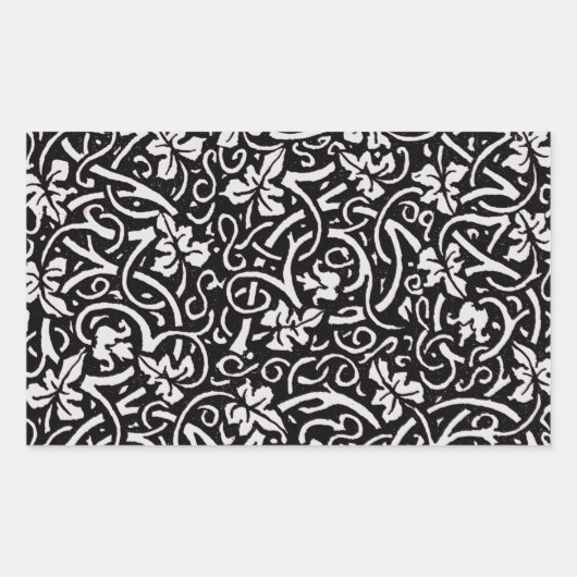 ウィリアム・モリス・グラフェビンつる植物リーフ・パターン 長方形シール (正面)