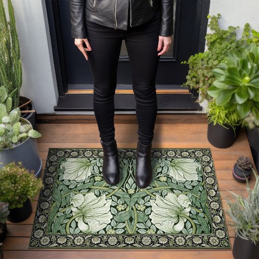 ウィリアム・モリス・グリーン・パーペネルヴィンテージパターン ドアマット