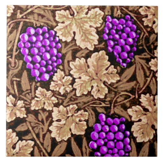 ウィリアム・モリス・グレープベン、ブラウン、パープル タイル (正面)