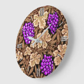 ウィリアム・モリス・グレープベン、ブラウン、パープル ラージ壁時計 (傾斜)