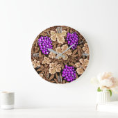 ウィリアム・モリス・グレープベン、ブラウン、パープル ラージ壁時計 (ホーム)