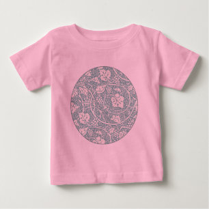 ウィリアム・モリス グレープ柄 タールブルー・ターコイズブルー ベビーTシャツ