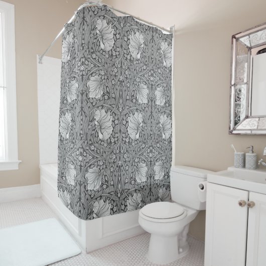 ウィリアム・モリス、グレー・インペリアル、ウィリアム、アールヌーボー シャワーカーテン (インサイチュ)