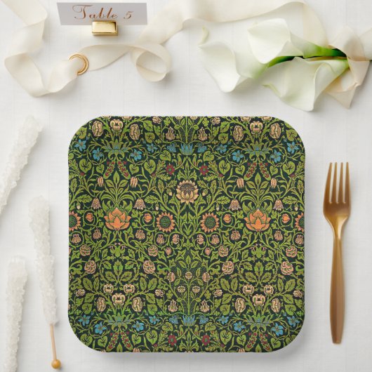 ウィリアム・モリス - コロンビア、濃緑、 ペーパープレート (ウェディング)
